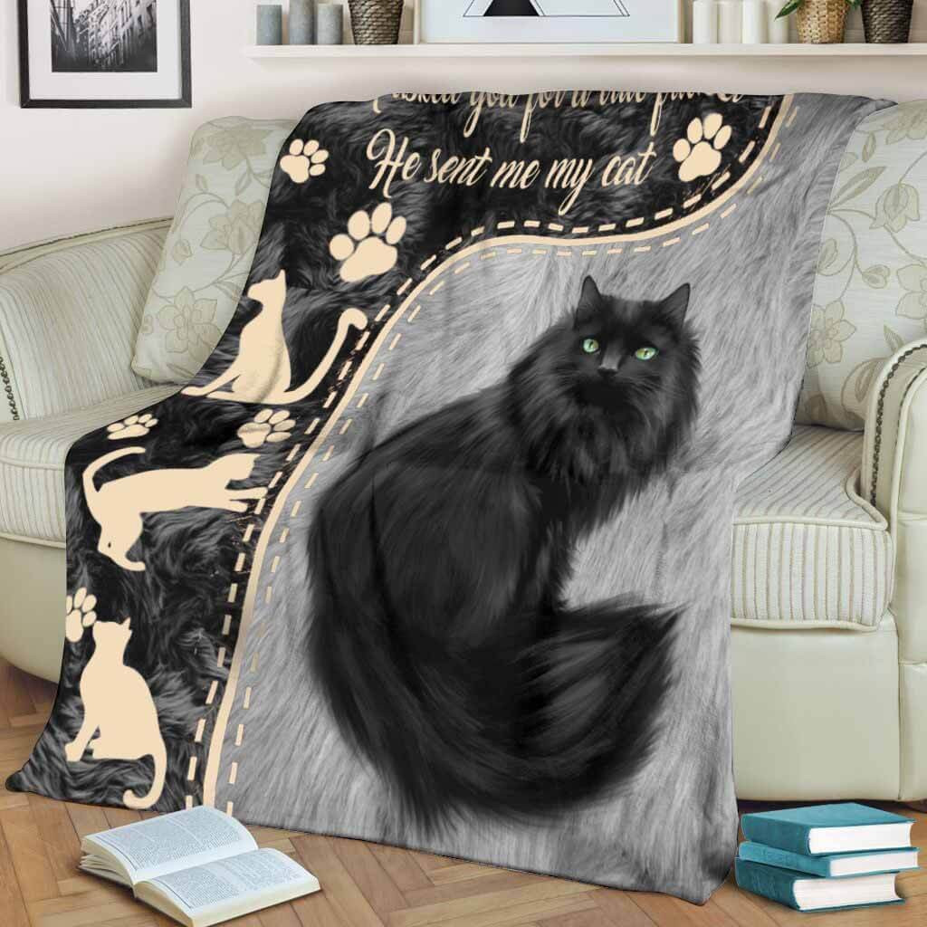 I Asked God For A True Friend Black Cat Blanket