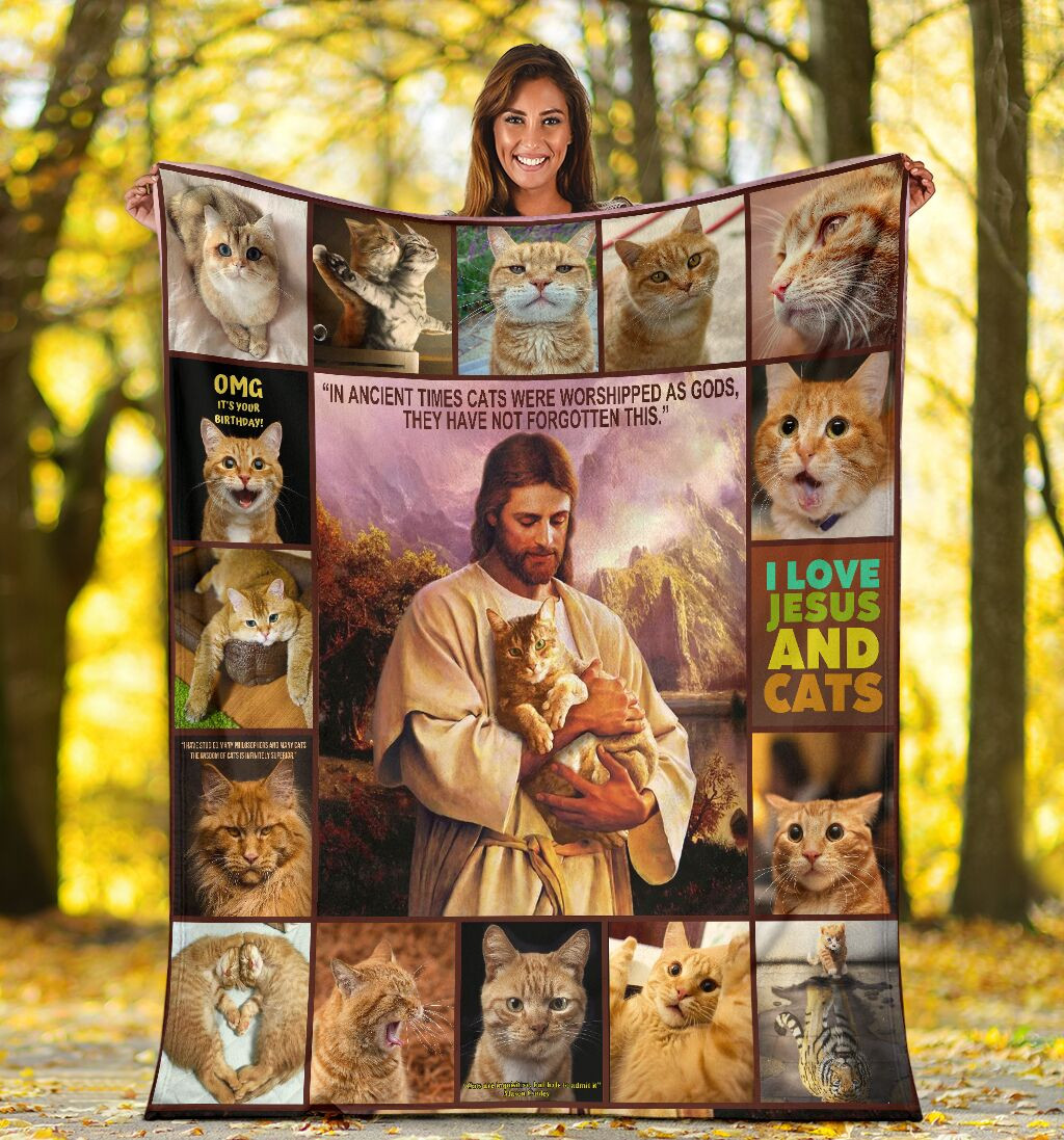 I Love Jesus And Cat For Christ Christian Cat Lovers Blanket