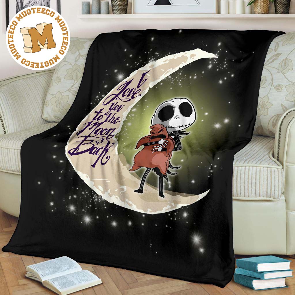 I Love You To The Moon And Back Jack Skellington Fleece Blanket