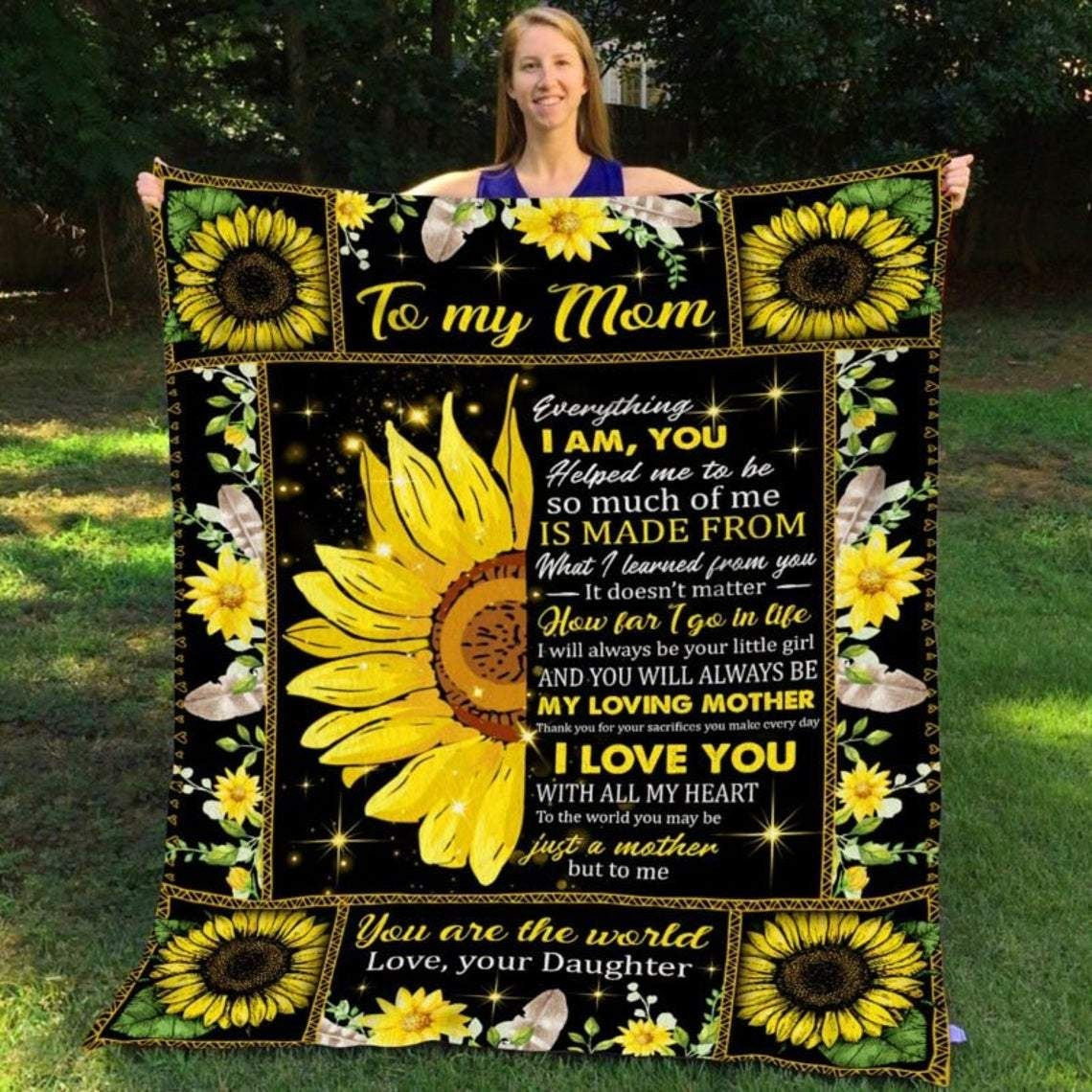 I Love You With All My Heart Daughter Gift For Mom Sunflowers Blanket