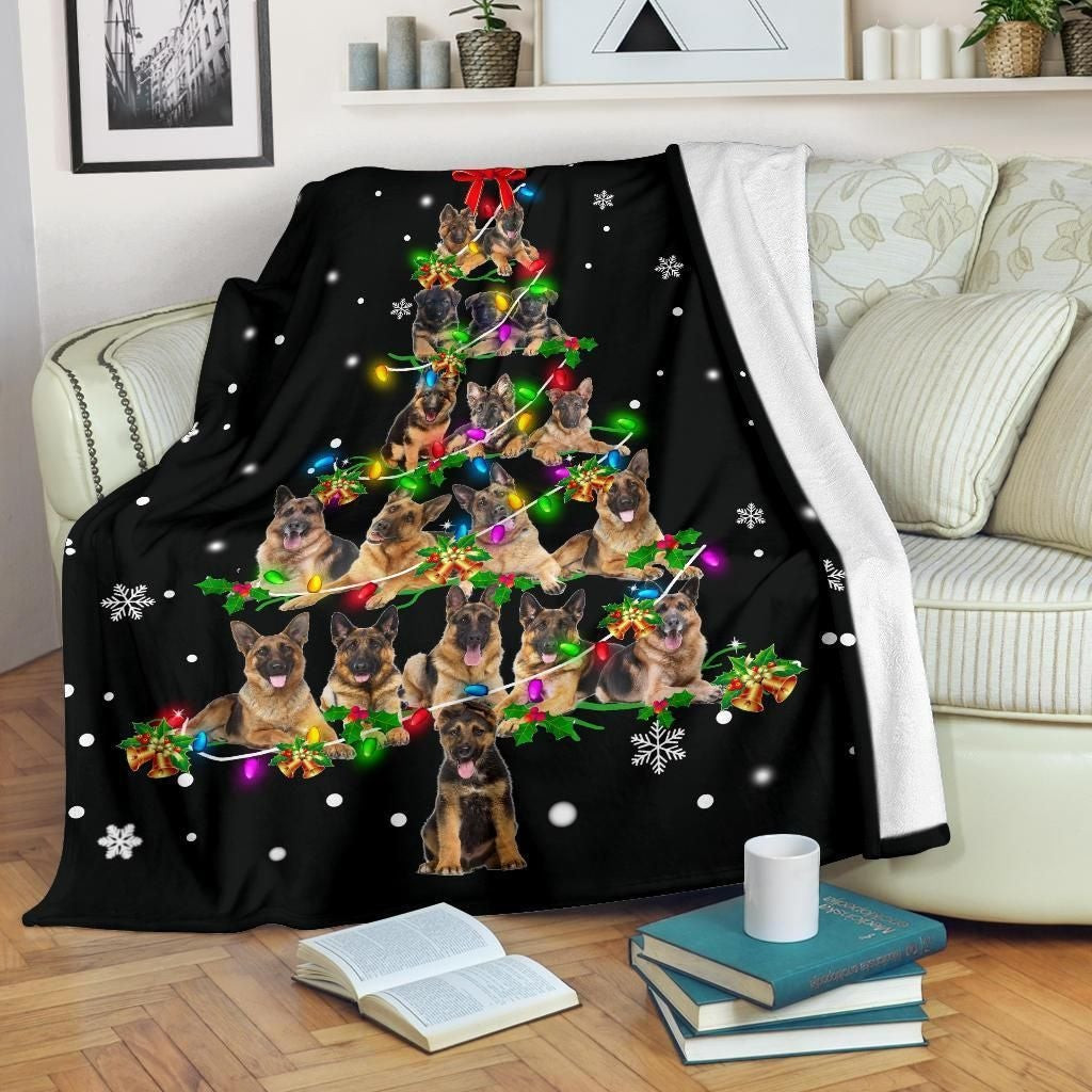 Ideal German Shepherd Christmas Tree Winter Holiday Decoration Blanket