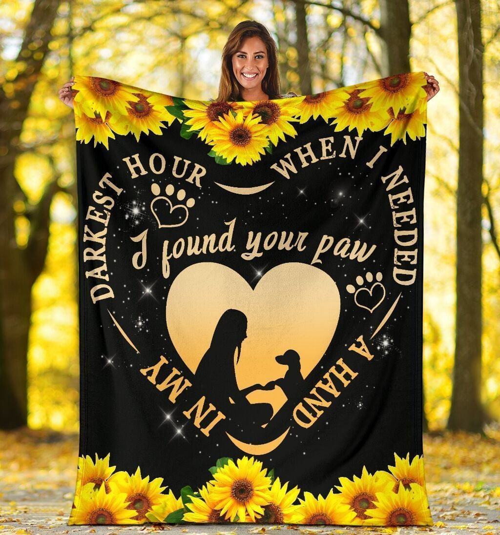 In My Darkest Hour I Found Your Paw Dachshund Sunflower Blanket