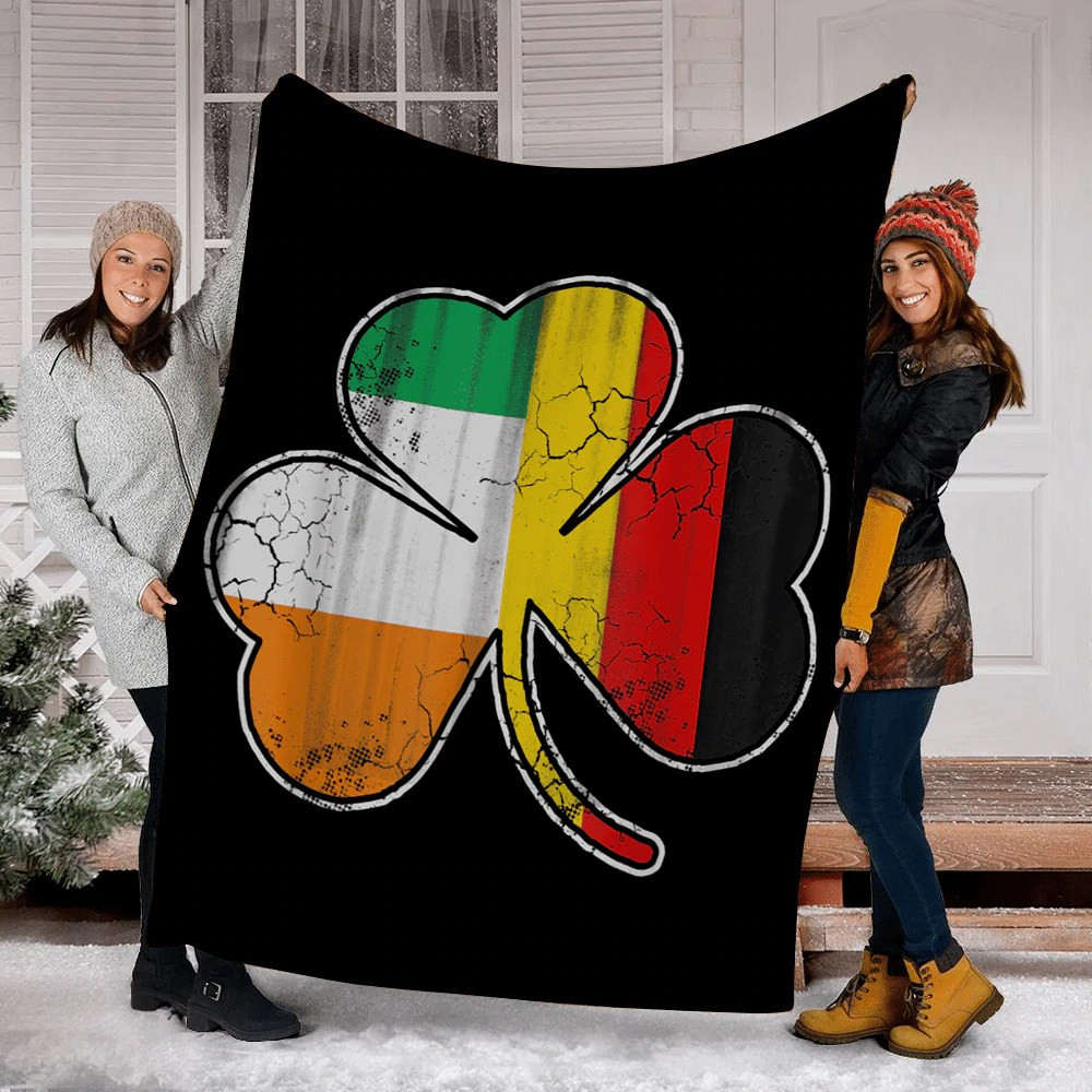 Irish German Flag Shamrock St Patricks Day Blanket