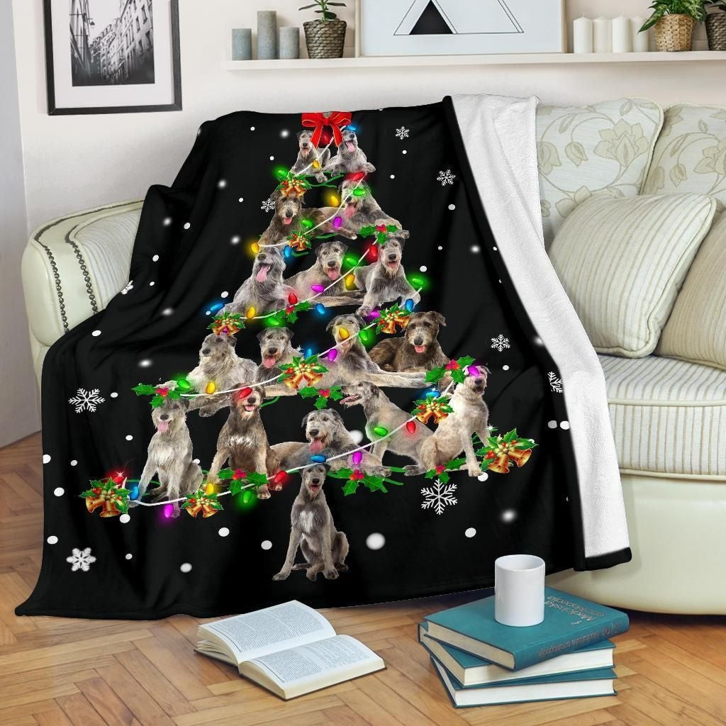 Irish Wolfhound Christmas Tree Winter Holiday Decoration Blanket