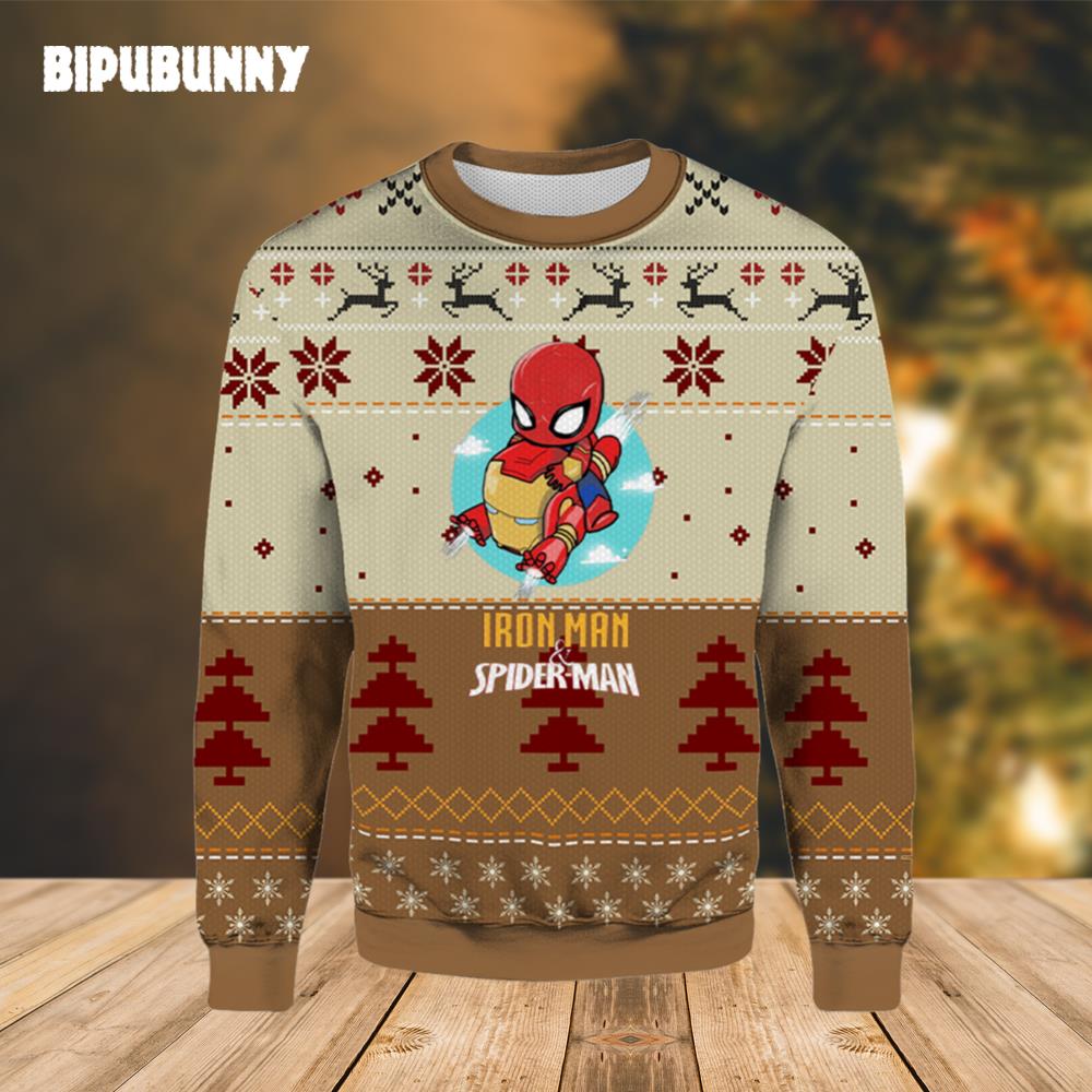 Iron Man And Spider Man Ugly Christmas Sweater