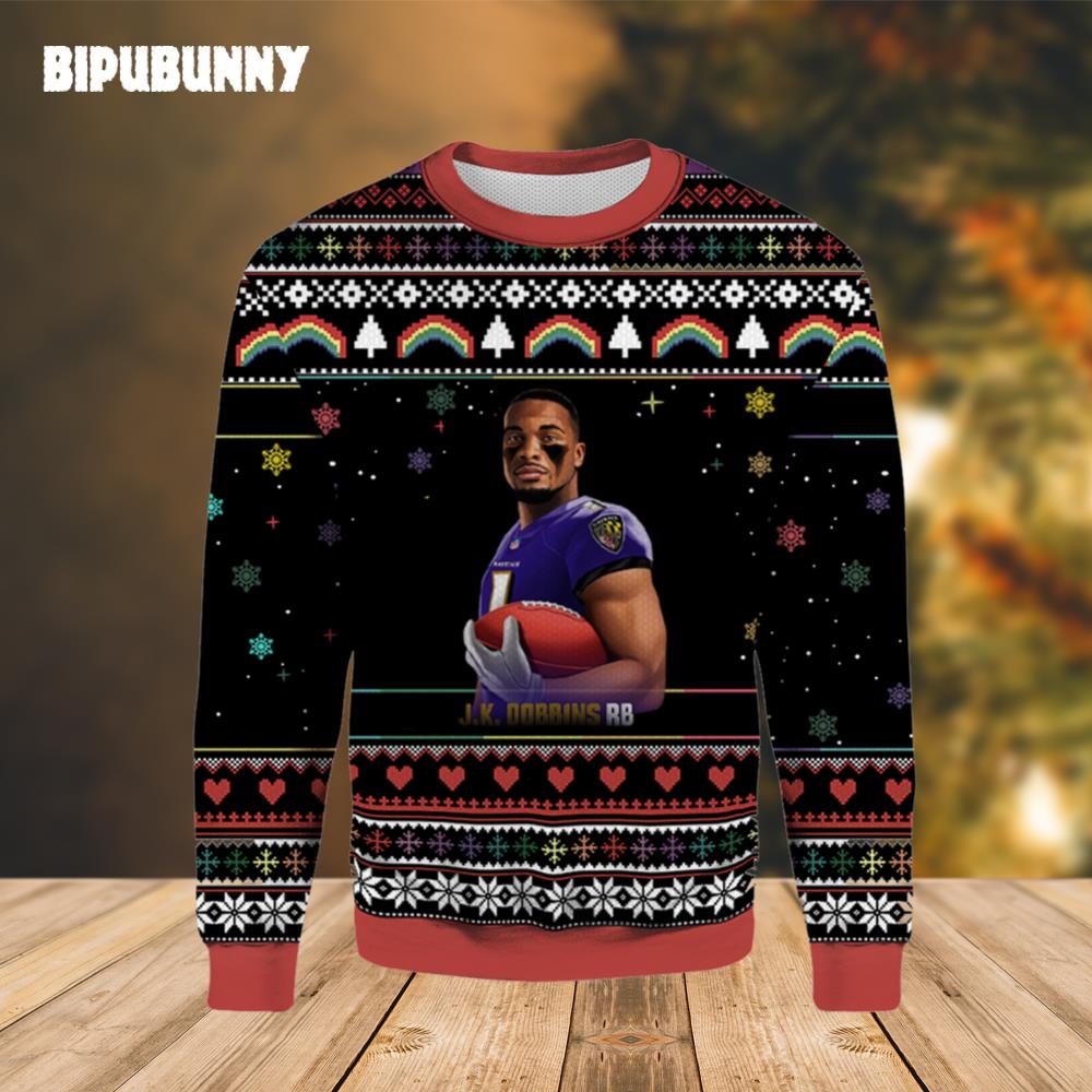 J.K. Dobbins RB Baltimore Ravens Ugly Sweater