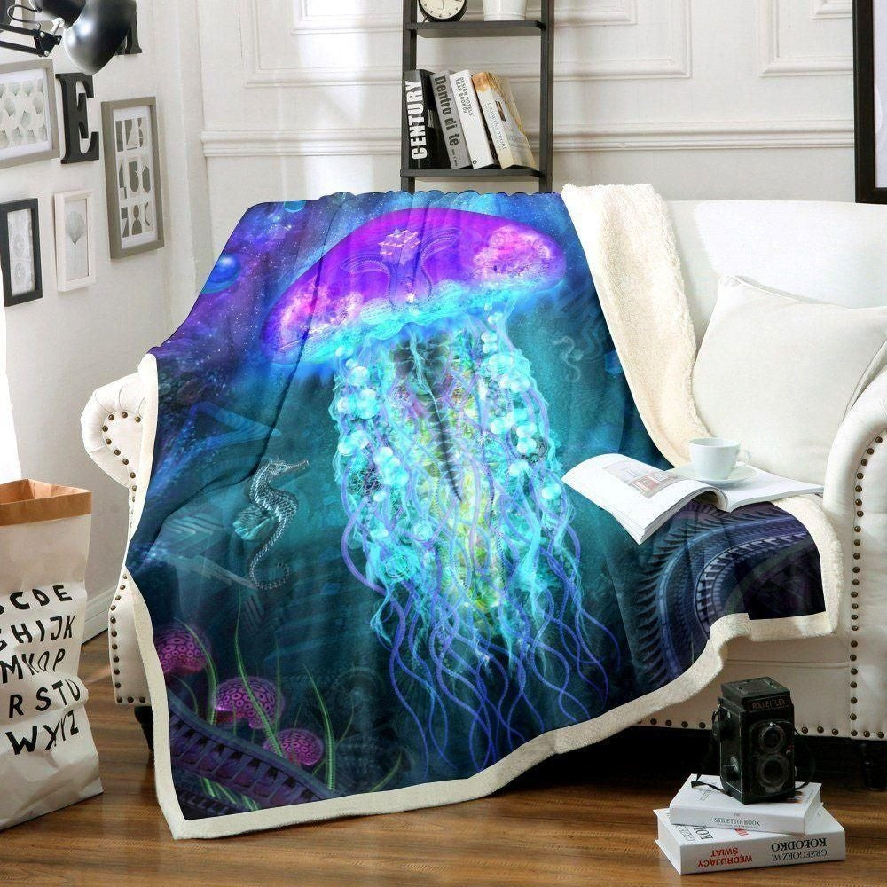 Jellyfish Glow Ocean Pattern Blanket