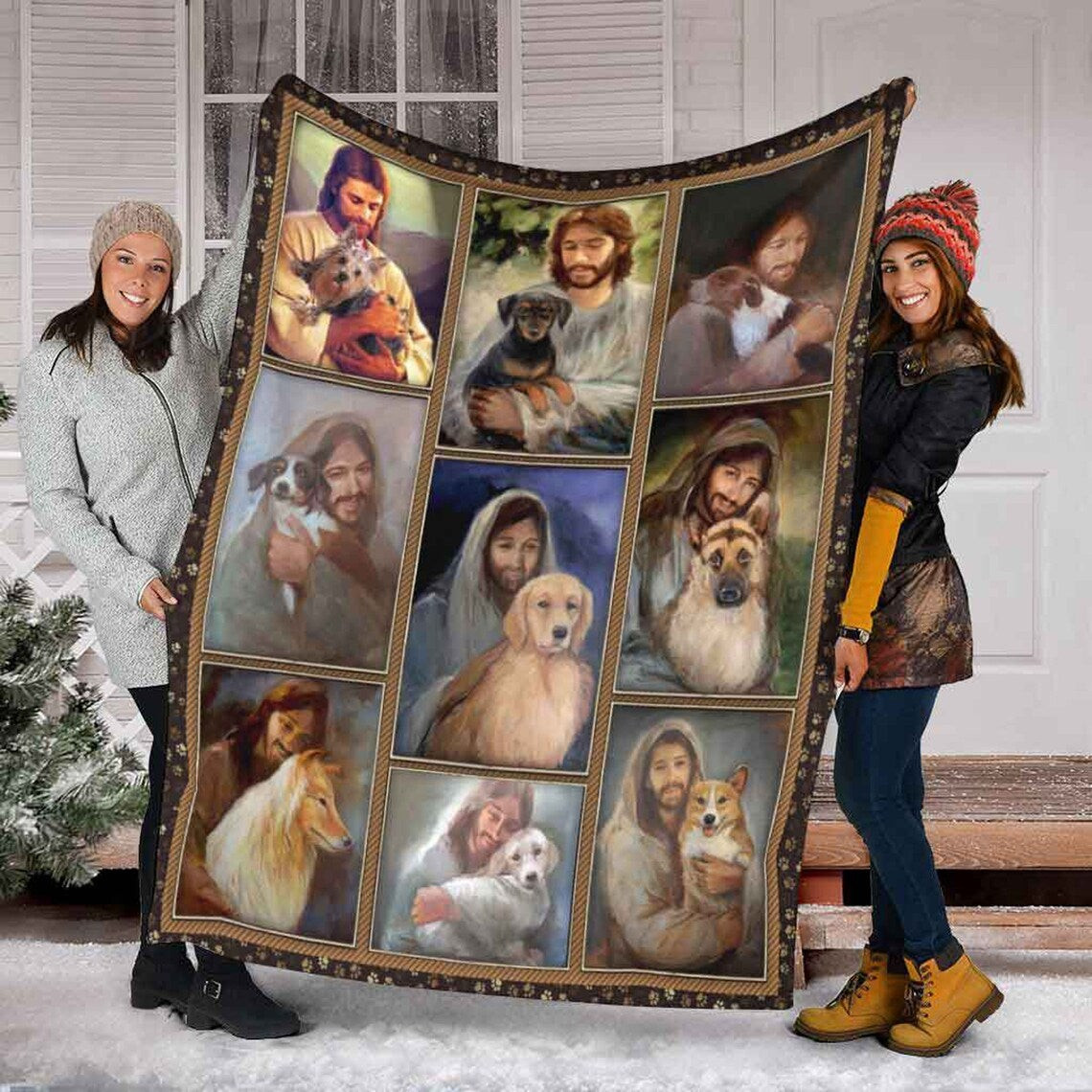 Jesus And Dog For Christ Christian Dog Lovers Blanket