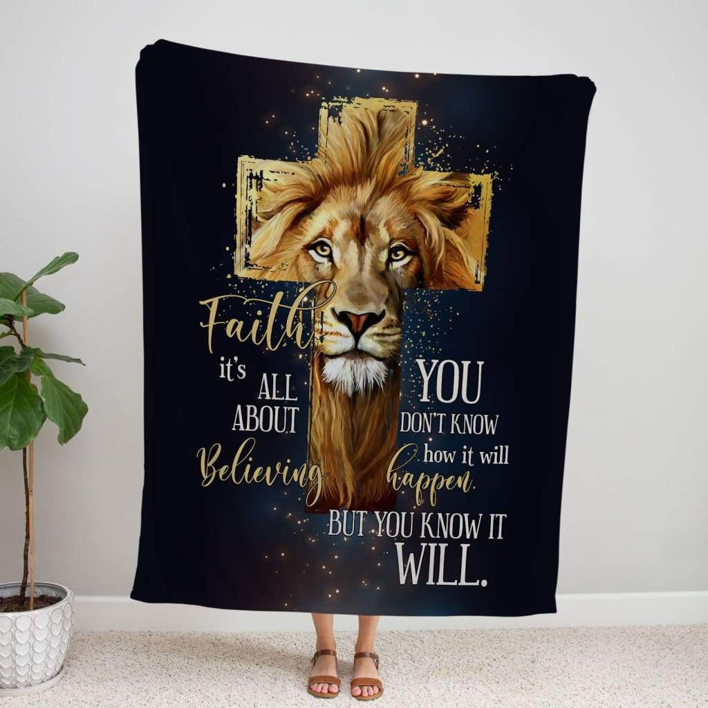 Jesus Faith Its Not All About Believing Lion Cross For Christ Christian Blanket