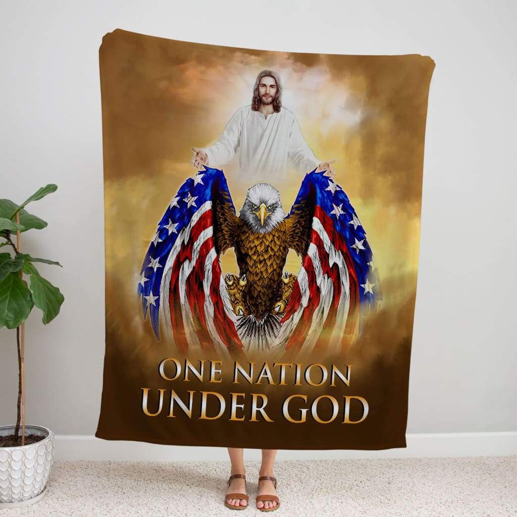 Jesus One Nation Under God Eagle American For Christ Christian Blanket