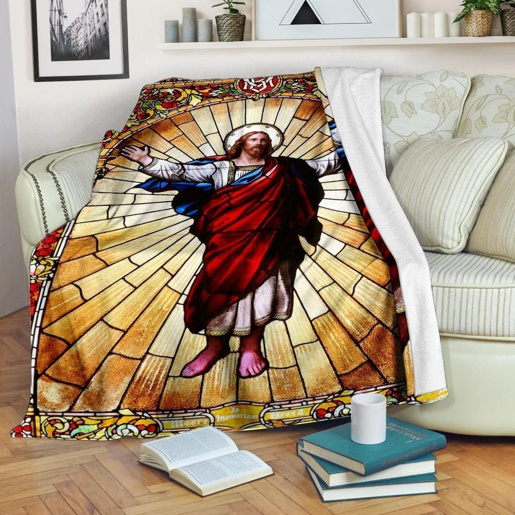 Jesus Stained Glass For Christ Christian Blanket