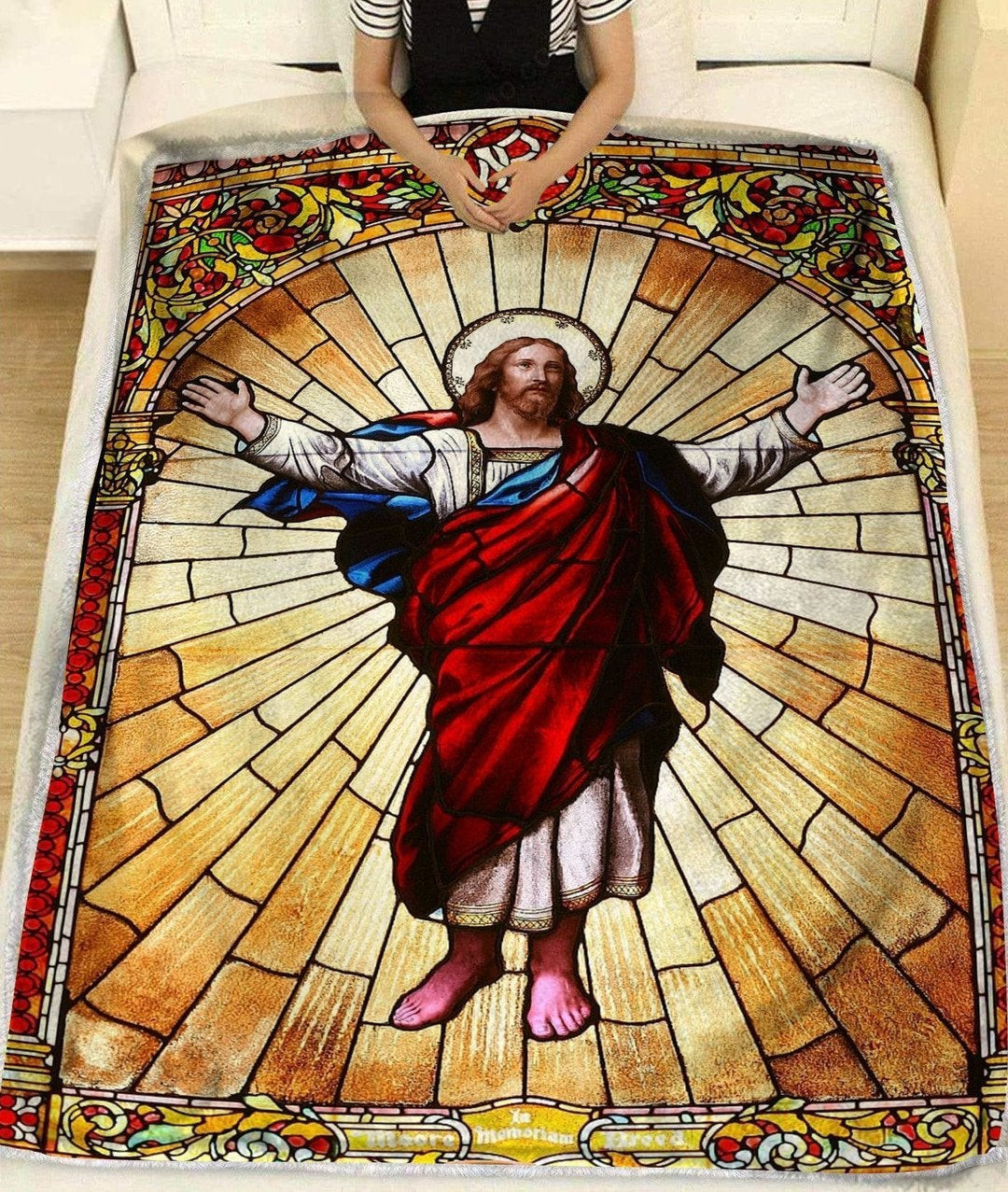 Jesus Stained Glass For Christ Christian Blanket