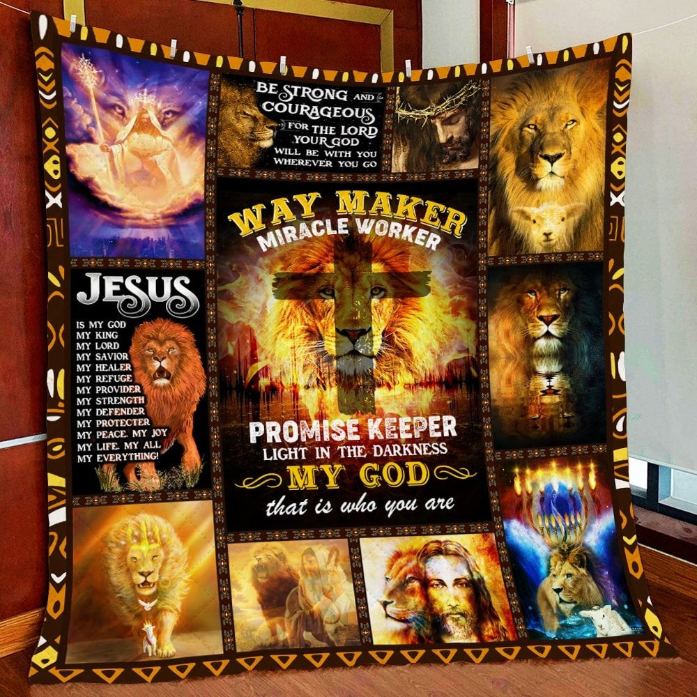 Jesus Way Maker Miracle Worker Lion For Christ Christian Blanket