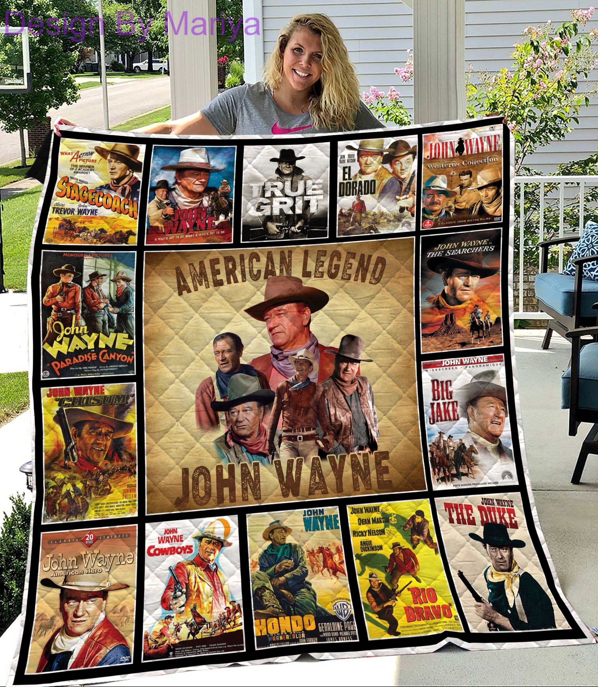 John Wayne Actor Movie Legend Quilt Blanket