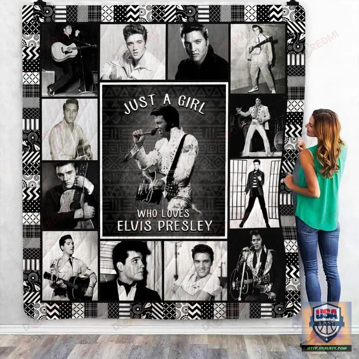 Just A Girl Who Loves Elvis Presley Black Version Quilt Blanket