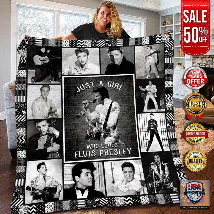 Just A Girl Who Loves Elvis Presley Black Version Quilt Blanket