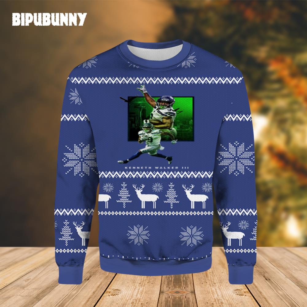 Kenneth Wallker Seattle Seahawks Ugly Christmas Sweater