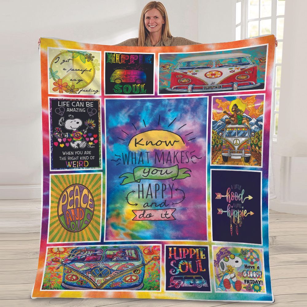 Know What Makes You Happy And Do It Hippie Tie Die Color Blanket