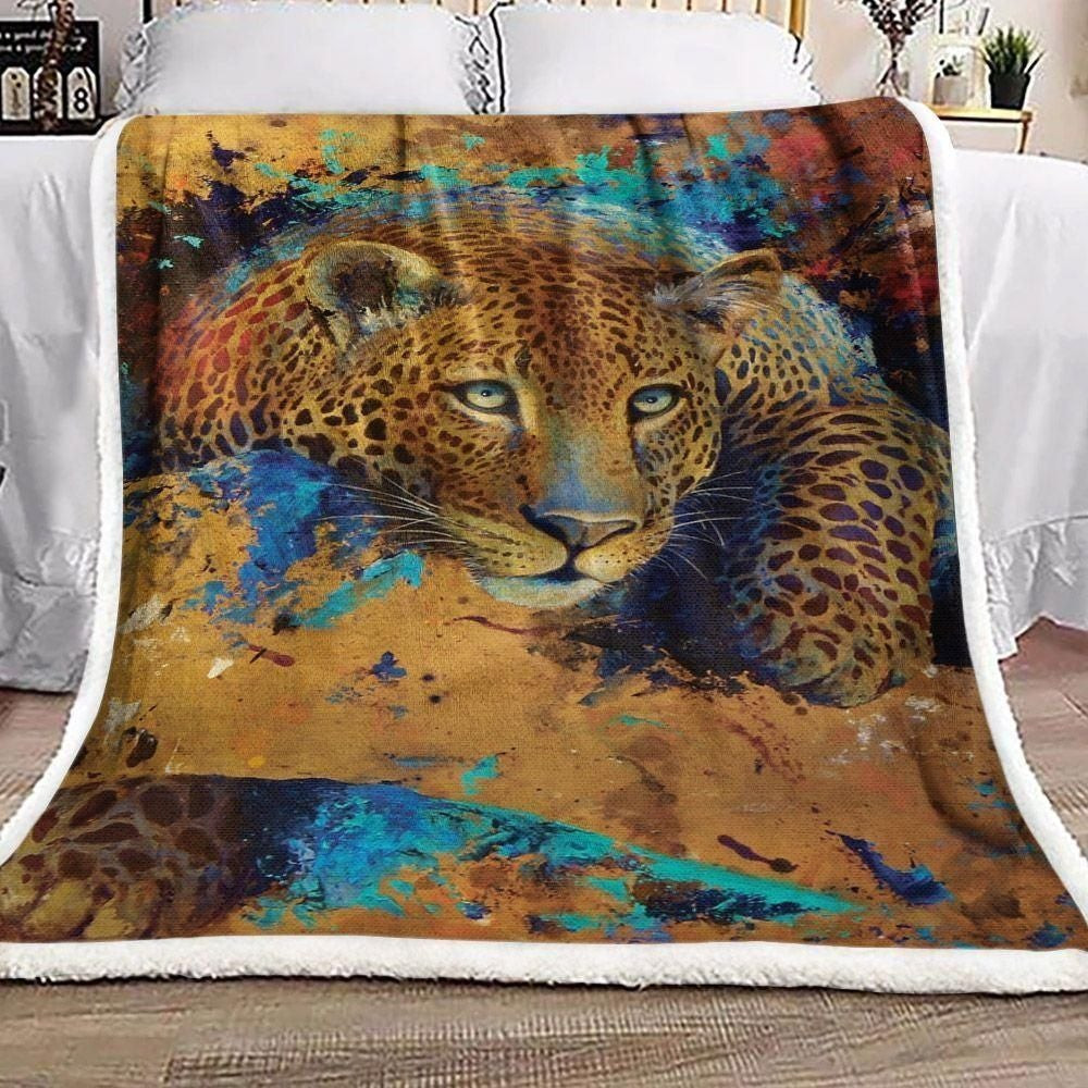 Leopard Teal And Brown Blanket