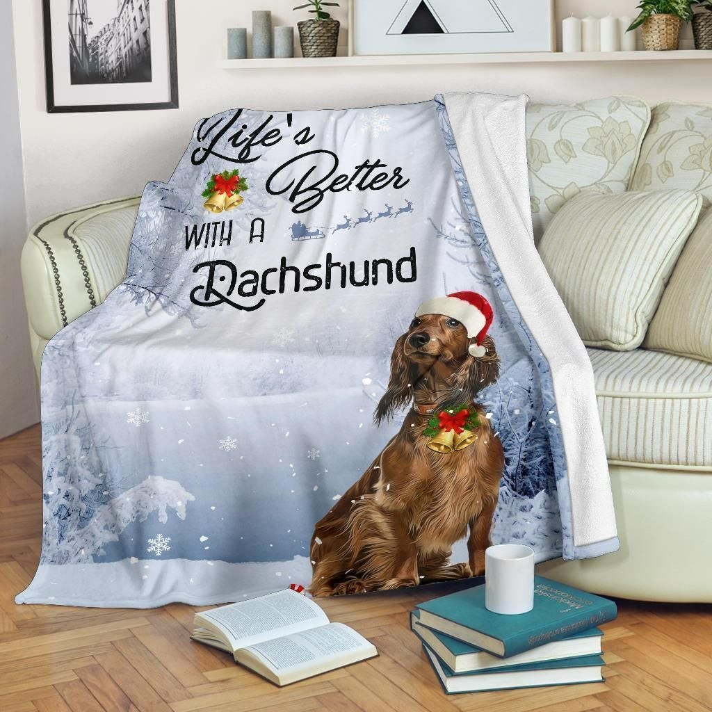 Life Is Better With A Dachshund Christmas Blanket