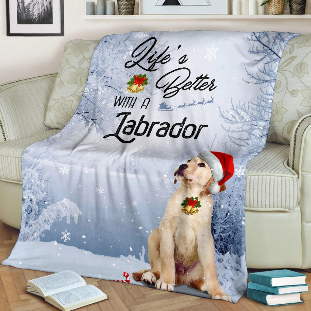 Life Is Better With A Labrador Happy Xmas Blanket