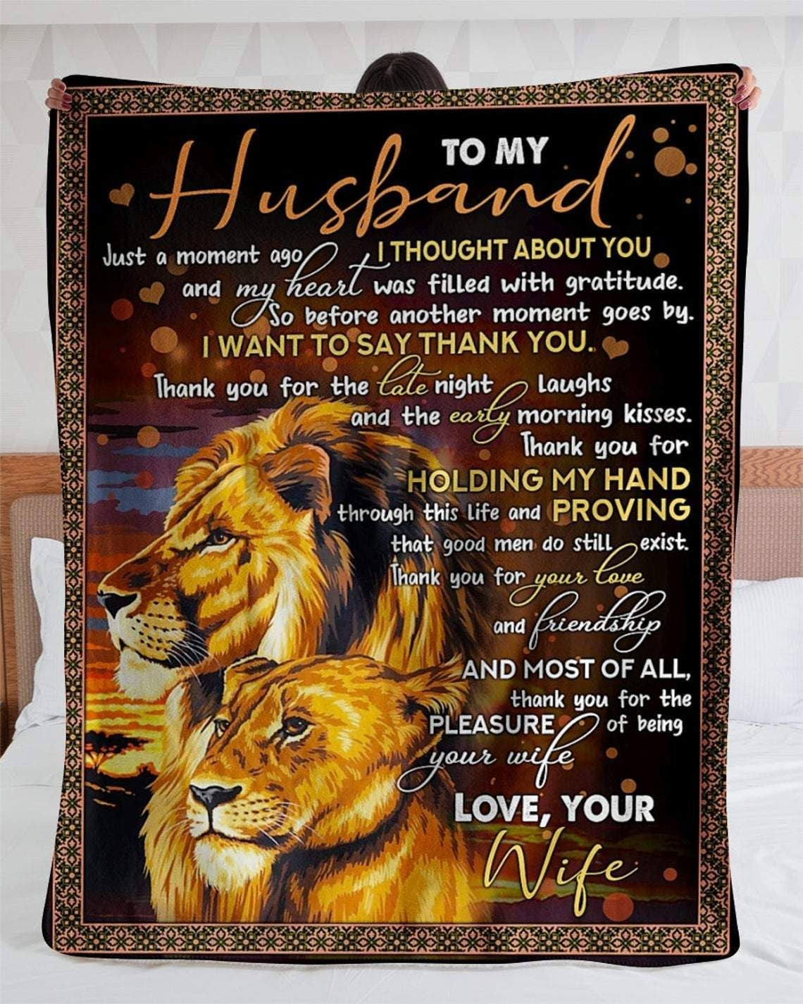 Lion To My Husband Thank You For Holding My Hand Blanket