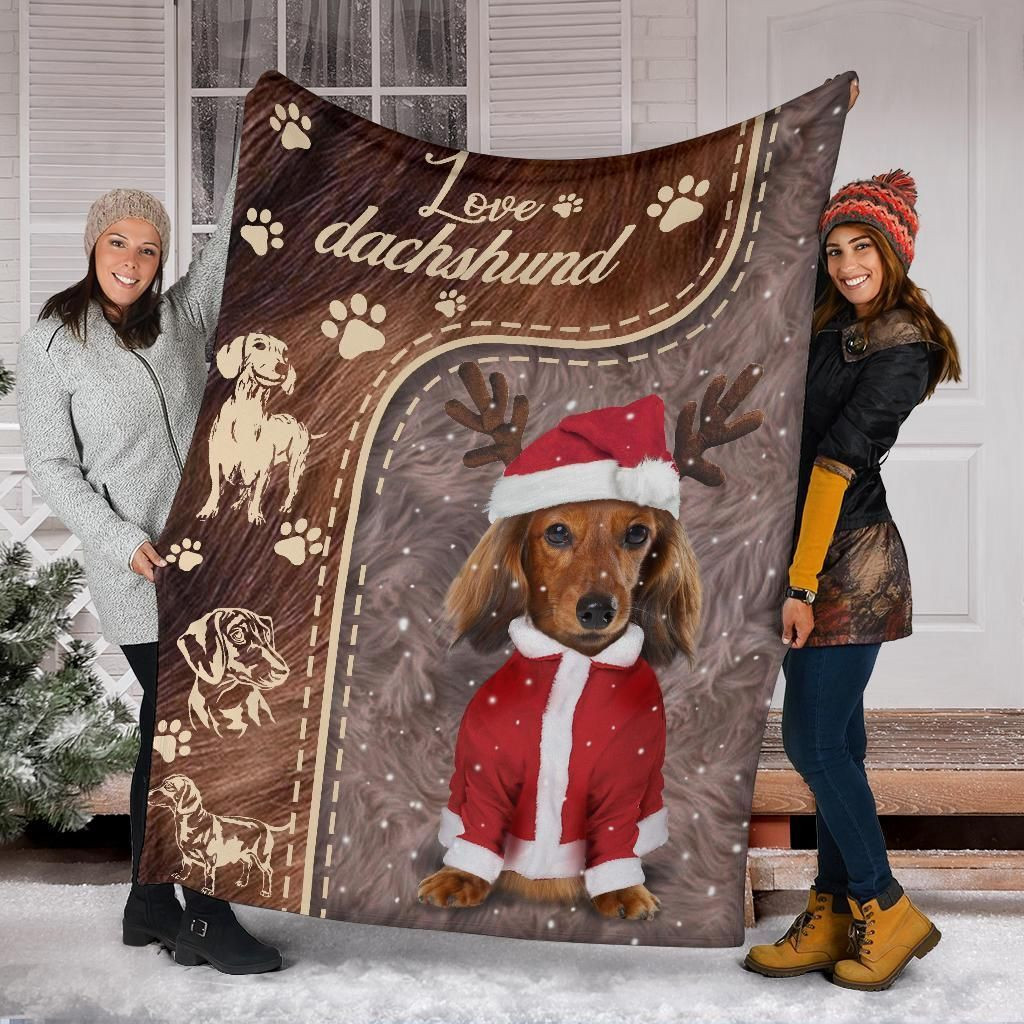 Love Dachshund Wearing Suit Satan Christmas Blanket