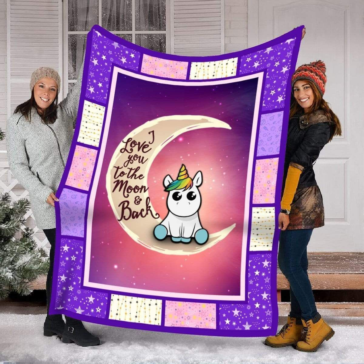 Love You To The Moon Baby Unicorn Gift For Women Blanket