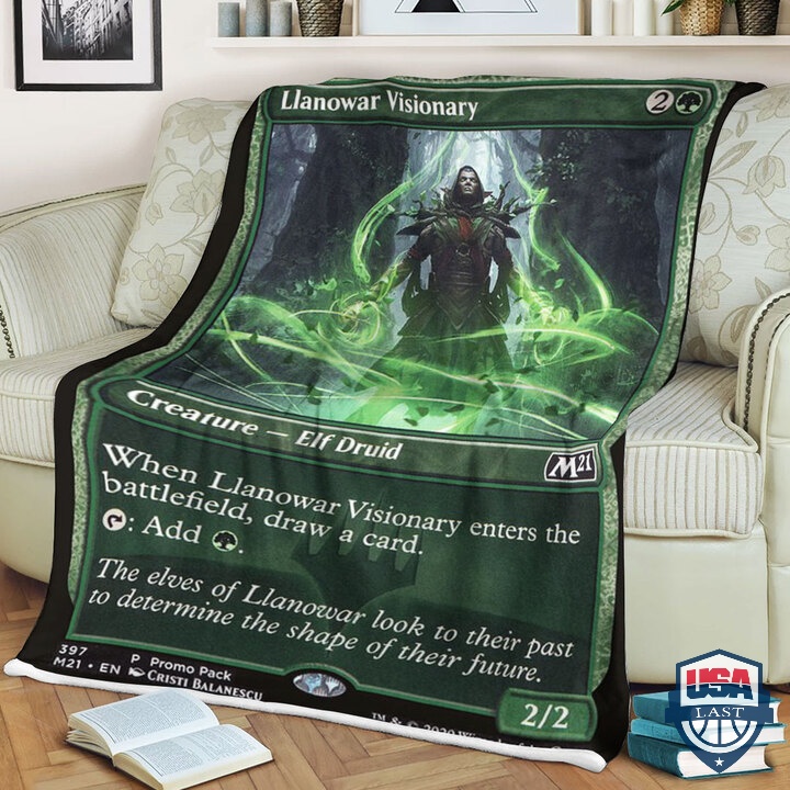 Magic The Gathering M21 397 Llanowar Visionary Card Fleece Blanket