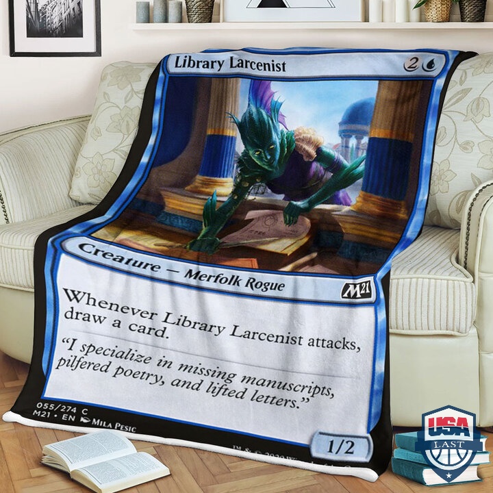 Magic The Gathering M21 55 Library Larcenist Card Fleece Blanket