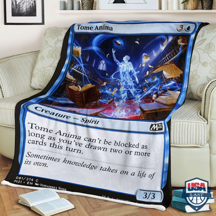 Magic The Gathering M21 81 Tome Anima Card Fleece Blanket