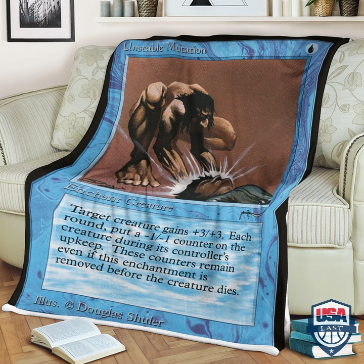 Magic The Gathering Unstable Mutation Card Fleece Blanket