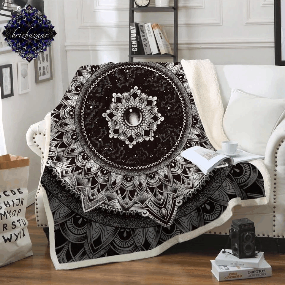 Mandala Black And Grey Pattern Blanket