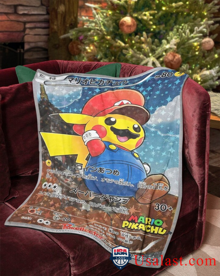 Mario Pikachu Pokemon Fleece Blanket