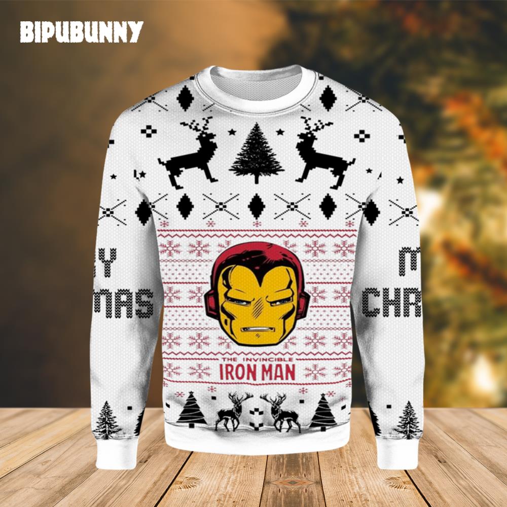 Marvel Iron Man Face Ugly Christmas Sweater