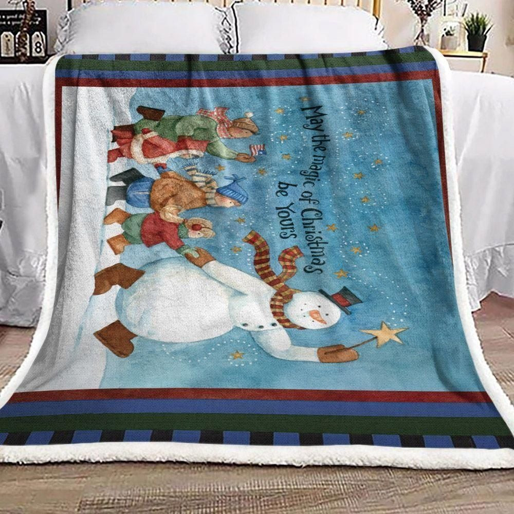 May The Magic Of Christmas Snowman Pattern Blanket