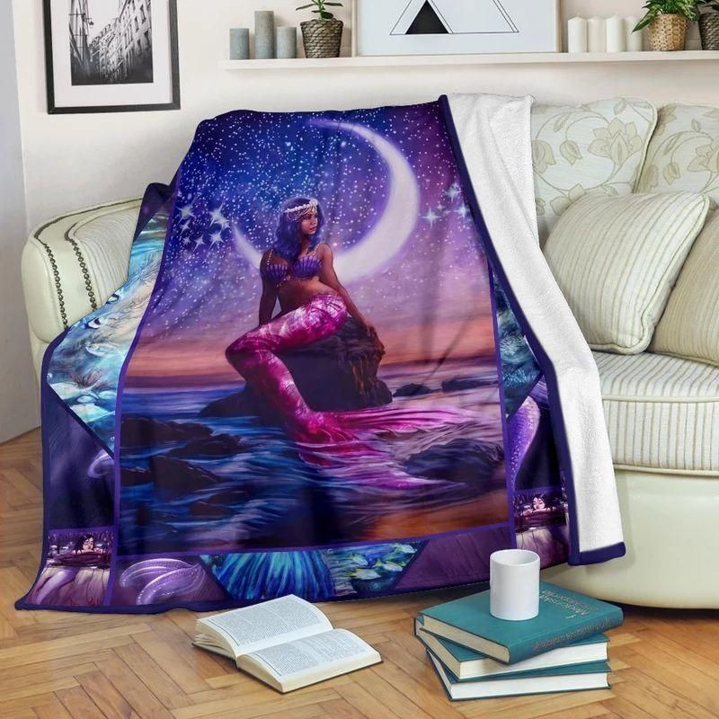 Mermaid In The Beautiful Night Blanket