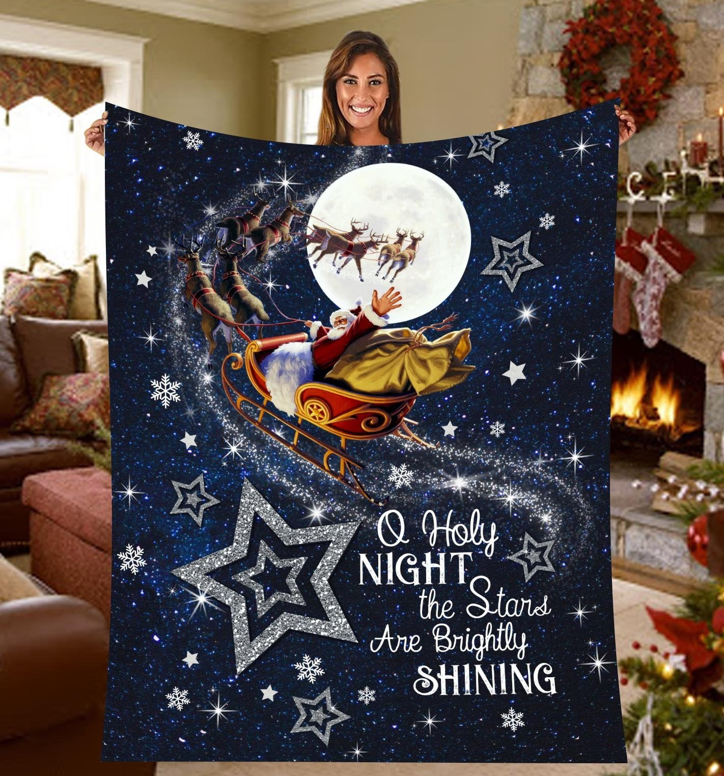 Merry And Bright Baubles Winter Penguins Christmas Blanket