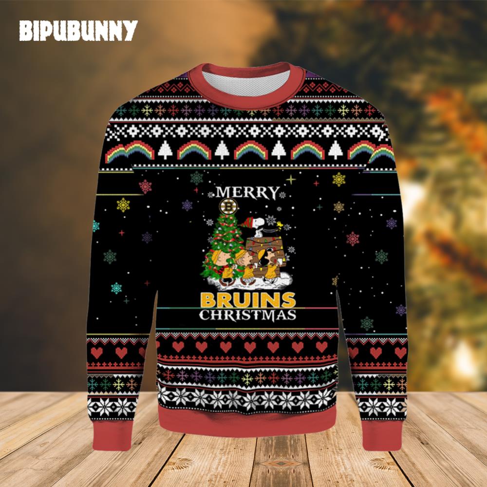 Merry Boston Bruins Christmas Snoopy Ugly Sweater