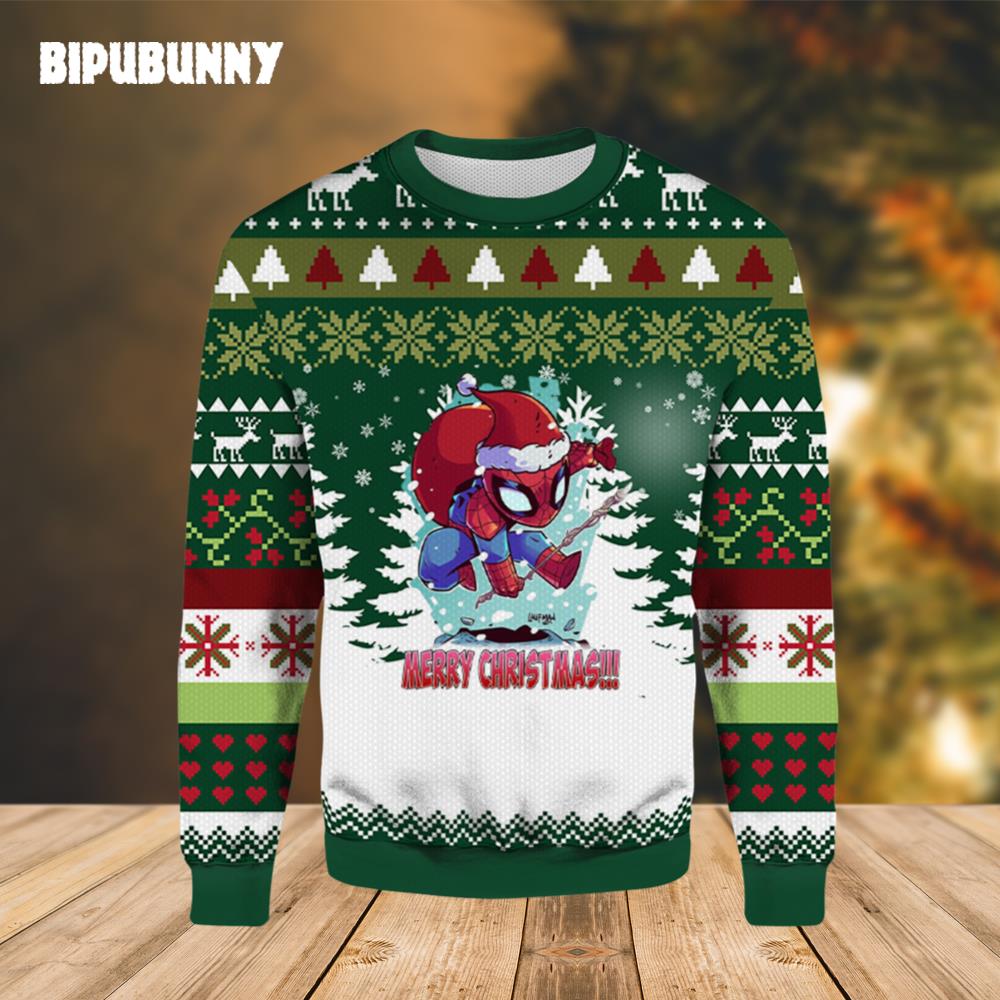 Merry Christmas And Happy Holidays Spider Man Ugly Sweater