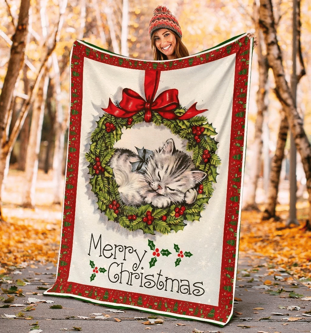 Merry Christmas Cat Gift For Pets Lover Blanket