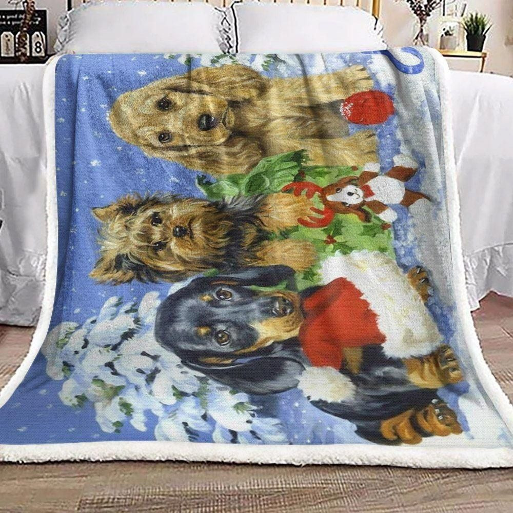 Merry Christmas Dog Family Blanket