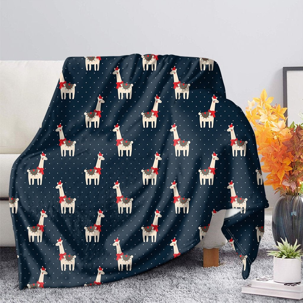 Merry Christmas Lovely Llamas Wearing Santa Hat Christmas Gift Blanket