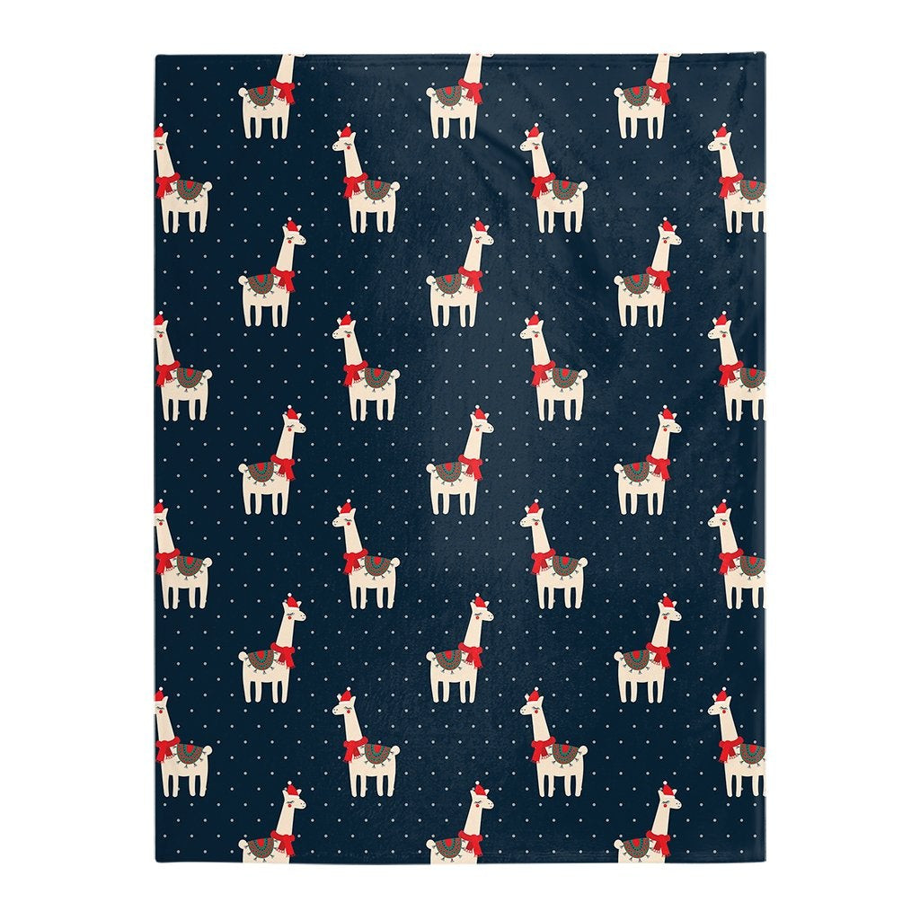 Merry Christmas Lovely Llamas Wearing Santa Hat Christmas Gift Blanket