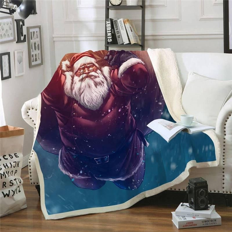 Merry Christmas Santa Claus Art Blanket