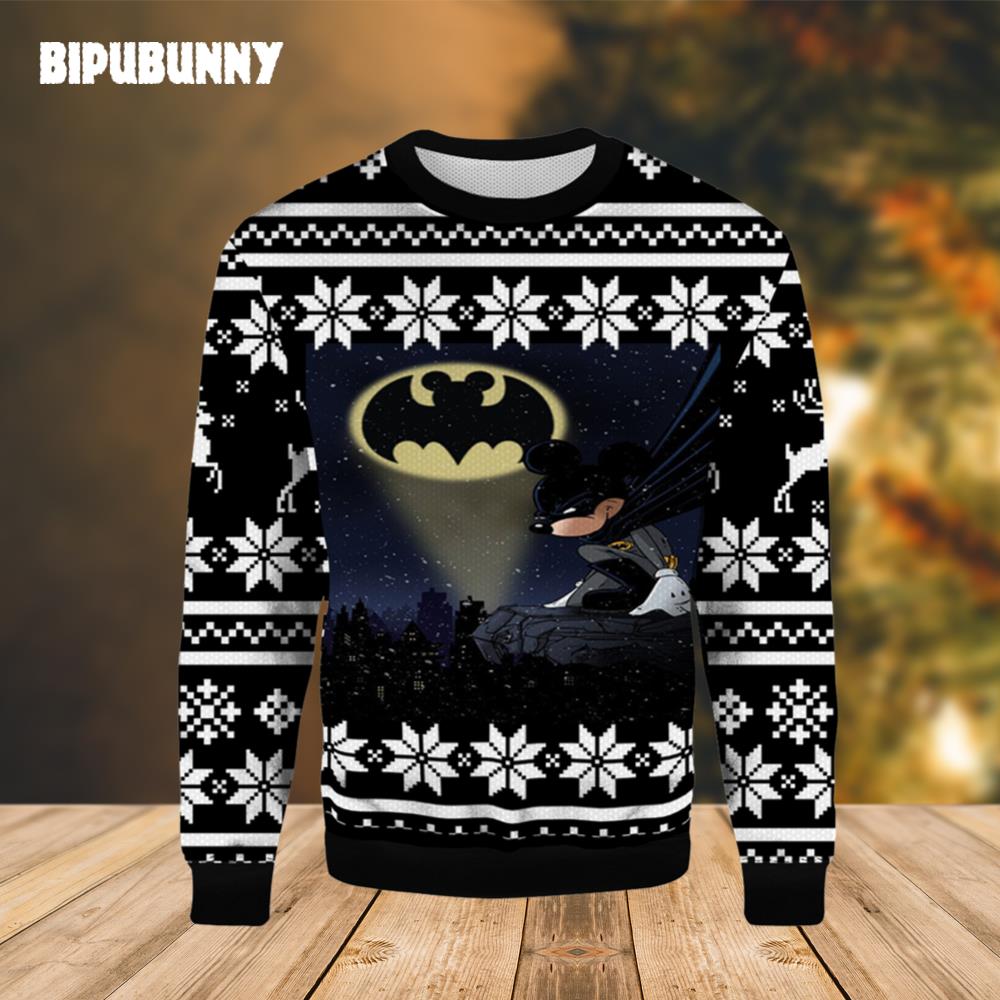 Micky Mouse Batman Ugly Christmas Sweater