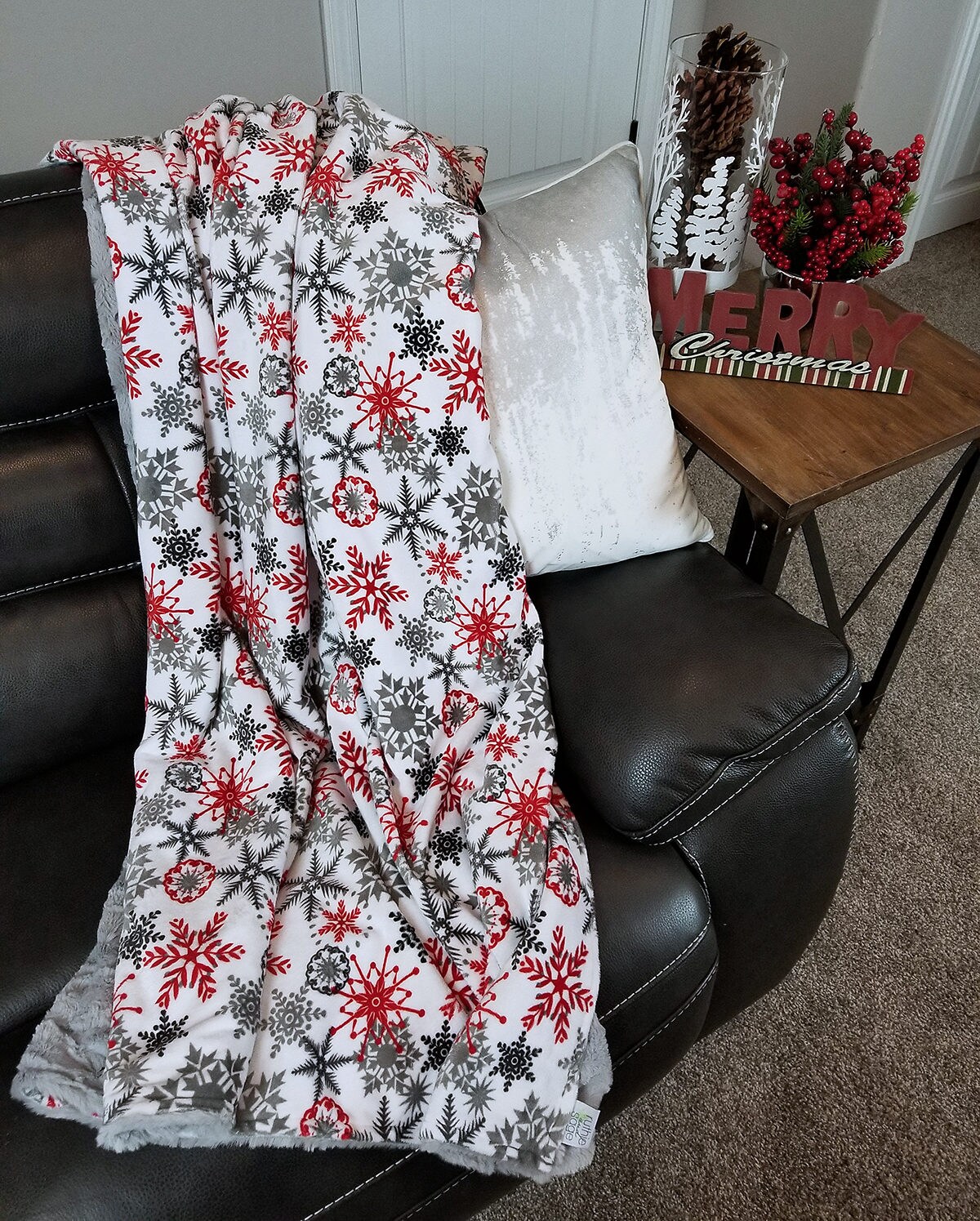 Minky Snowflake Fluffy Christmas Blanket