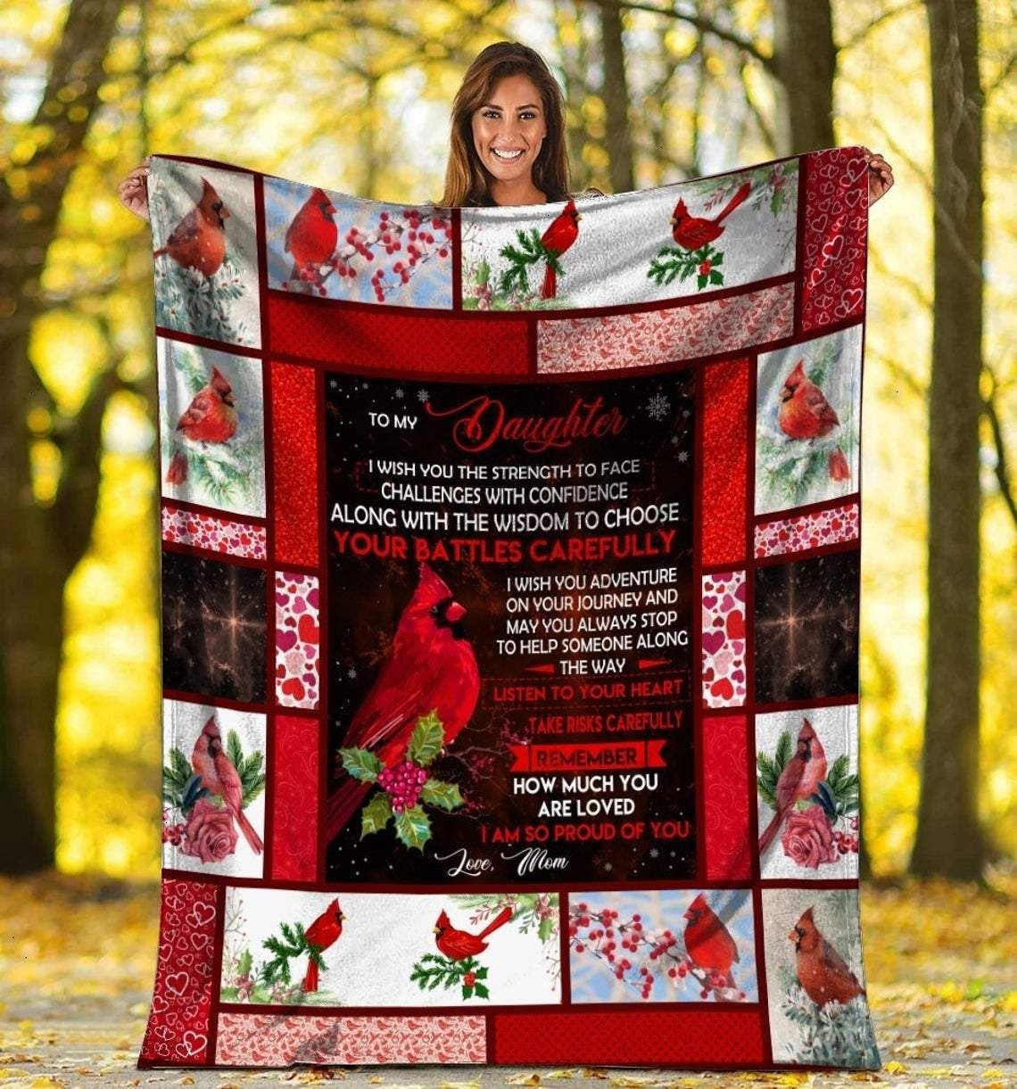 Mom Gift For Daughter Red Cardinal How Much You Are Loved Blanket