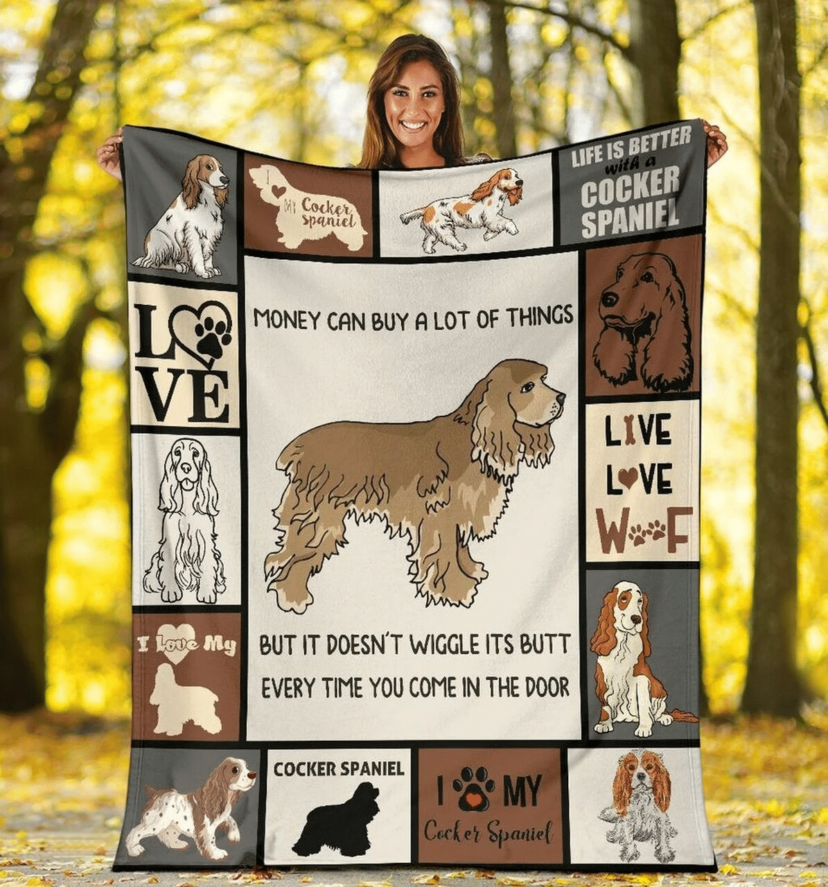 Money Doesn’t Wiggle American Cocker Spaniel Dog Butt Blanket