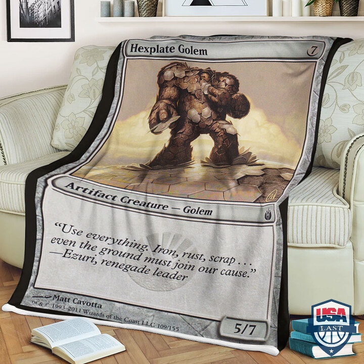 MTG Card Game Hexplate Golem Fleece Blanket